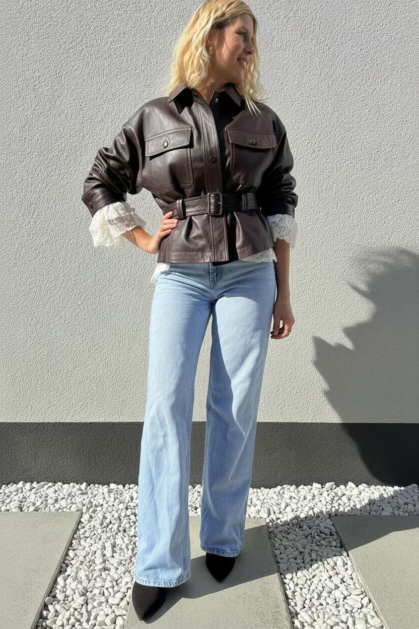 Kurtka Ecoskóra Czekoladowy Brąz